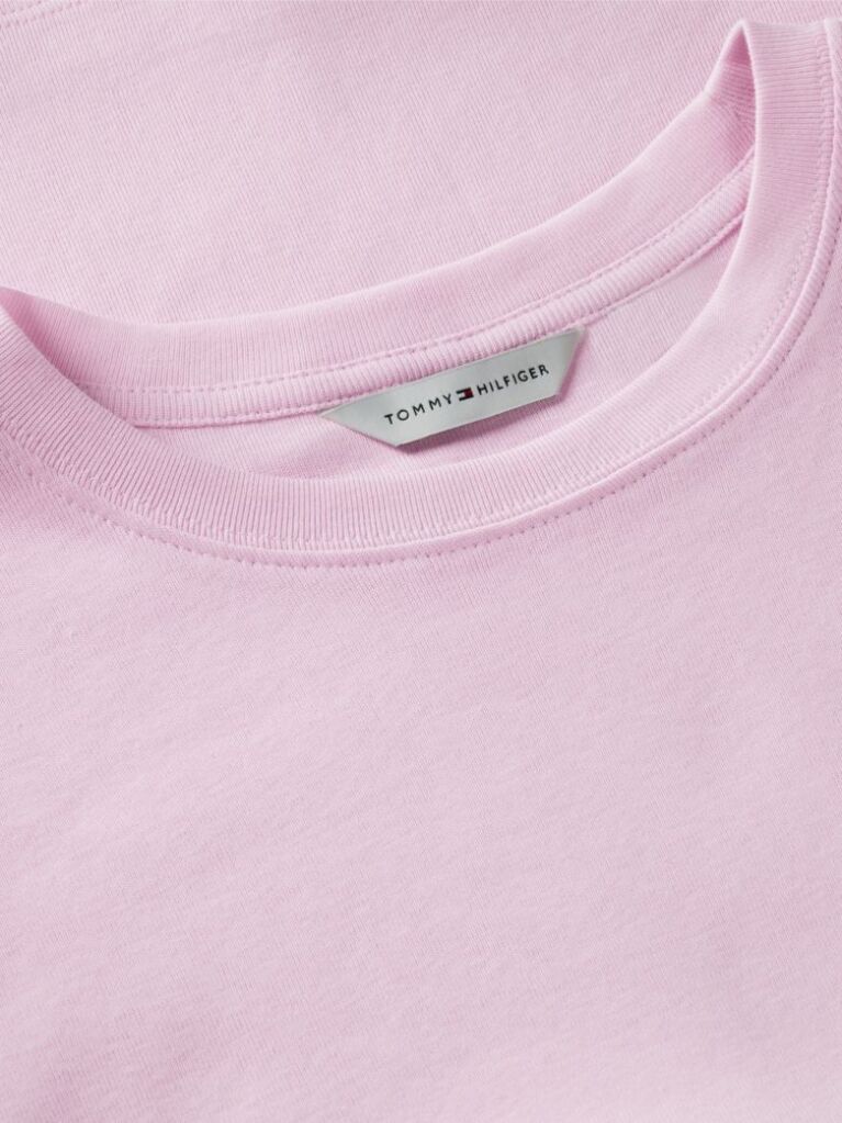 Pink Flag Embroidery Ribbed Slim T-Shirt  Women