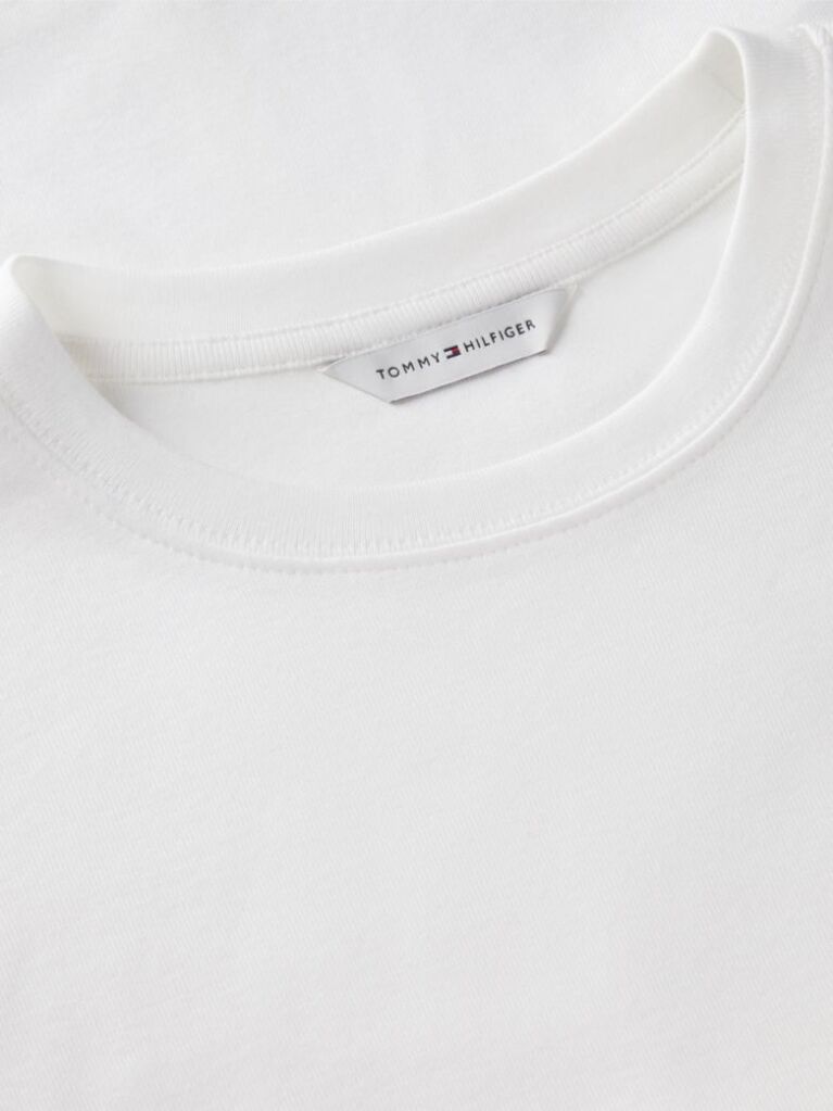 Beige Flag Embroidery Ribbed Slim T-Shirt  Women