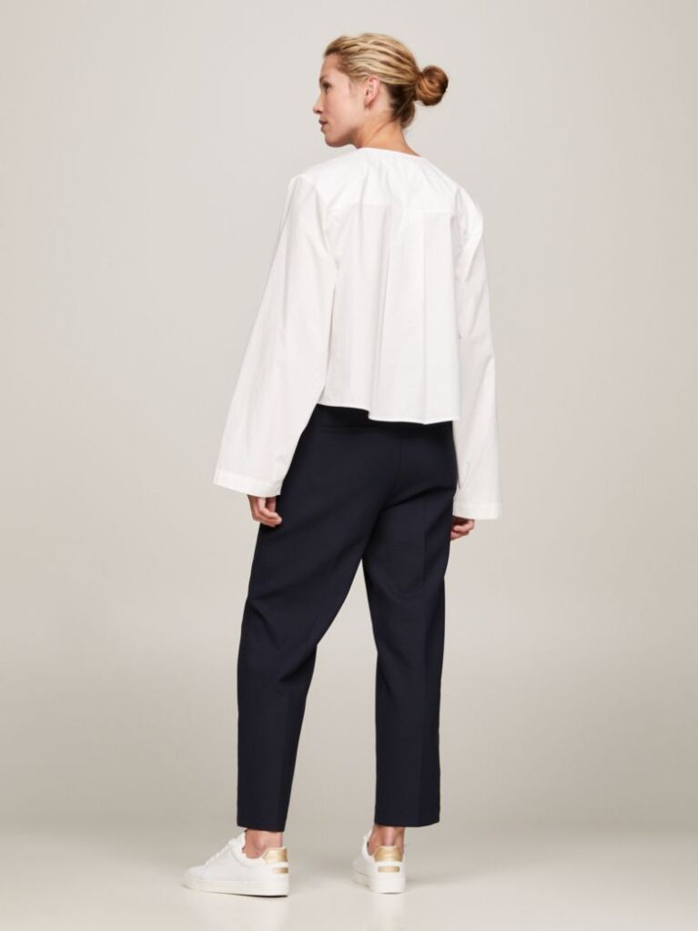 White V-Neck Relaxed Fit Blouse  Women