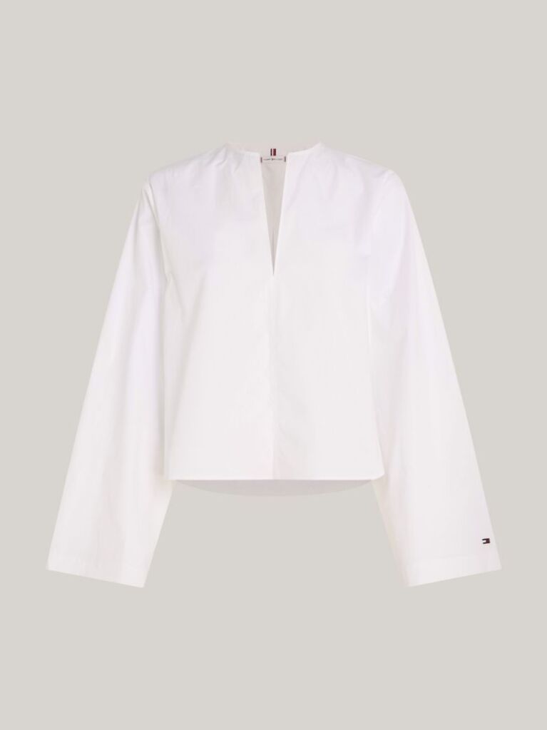 White V-Neck Relaxed Fit Blouse  Women