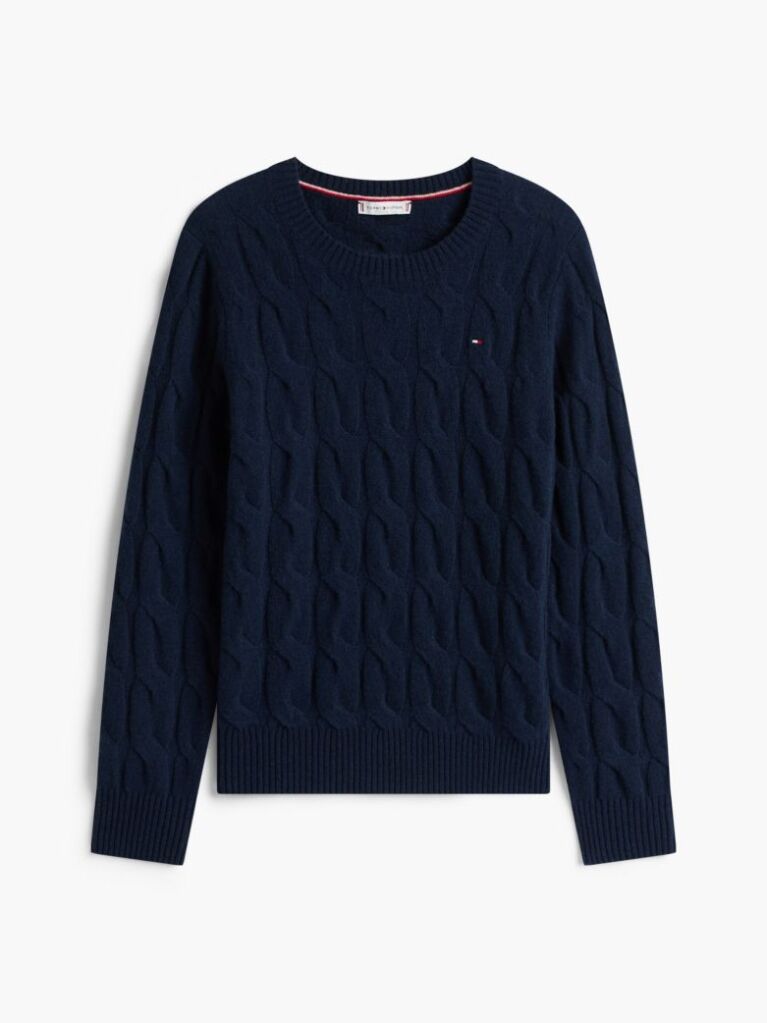 Blue Pure Wool Cable Knit Jumper  Women