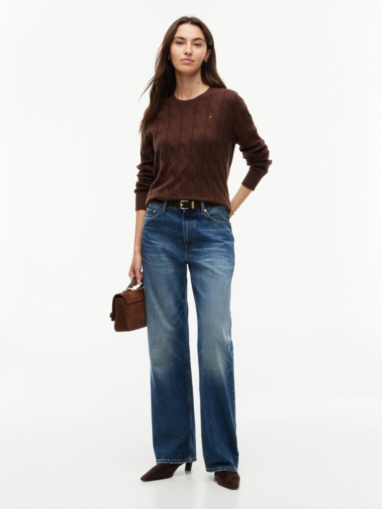 Brown Pure Wool Cable Knit Jumper  Women