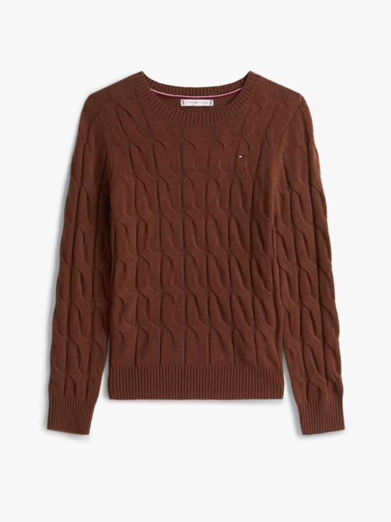Brown Pure Wool Cable Knit Jumper  Women