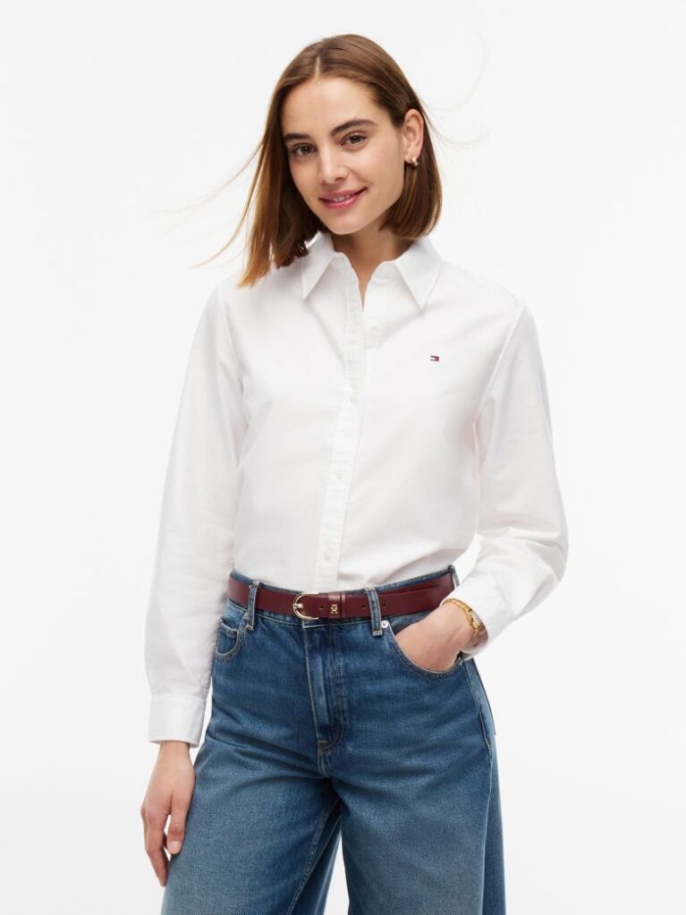 White Relaxed Fit Oxford Shirt  Women