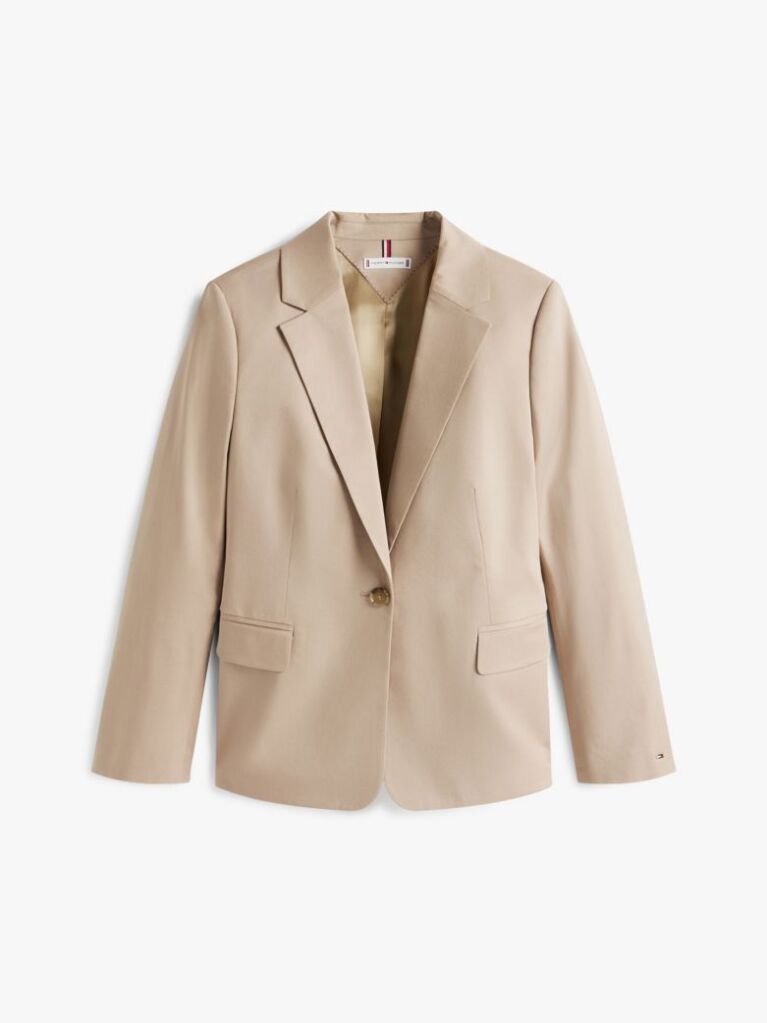 Μπεζ Slim Blazer Με Κεντητό Οικόσημο  Γυναίκες