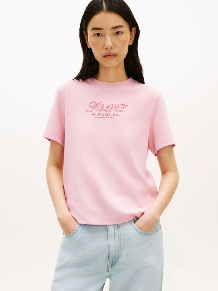 Ροζ Πλεκτό T-Shirt Με Λογότυπο  Γυναίκες
