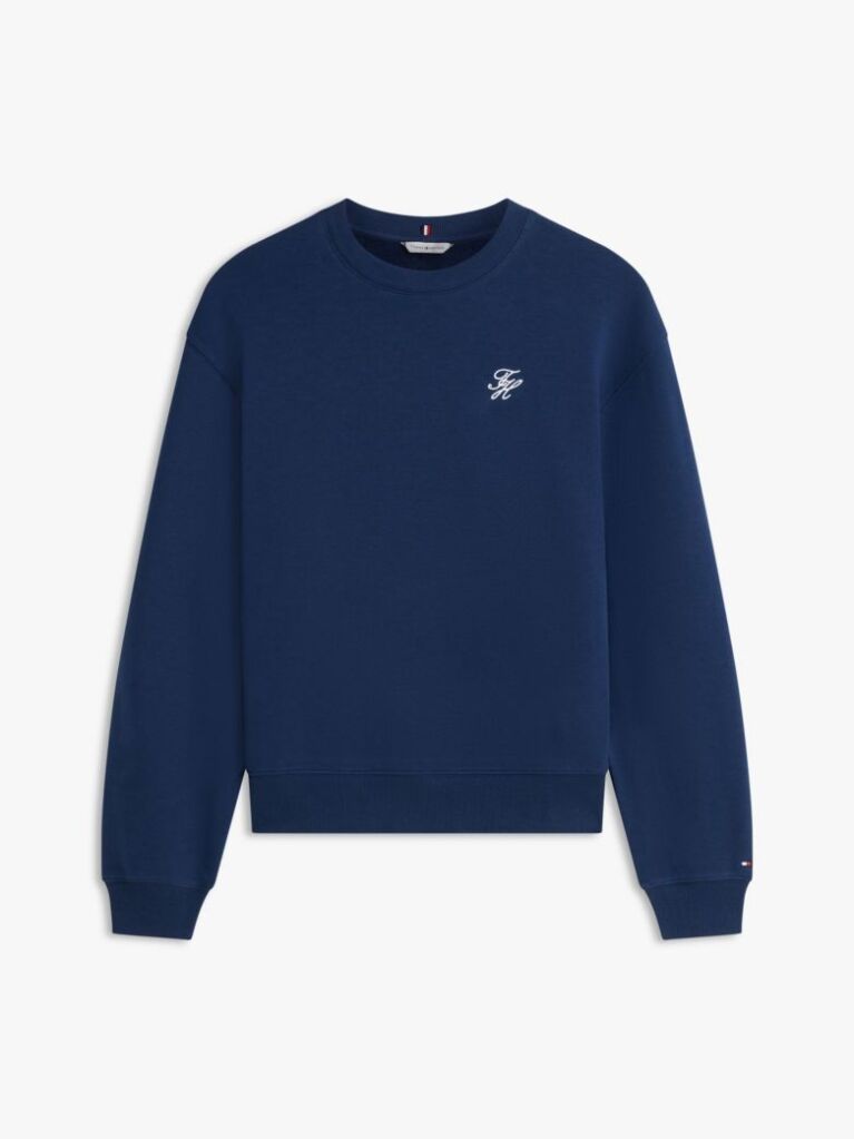 Blue Logo Embroidery Crew Neck Sweatshirt  Women