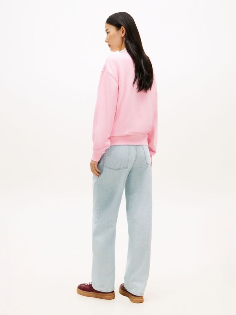 Pink Logo Embroidery Crew Neck Sweatshirt  Women