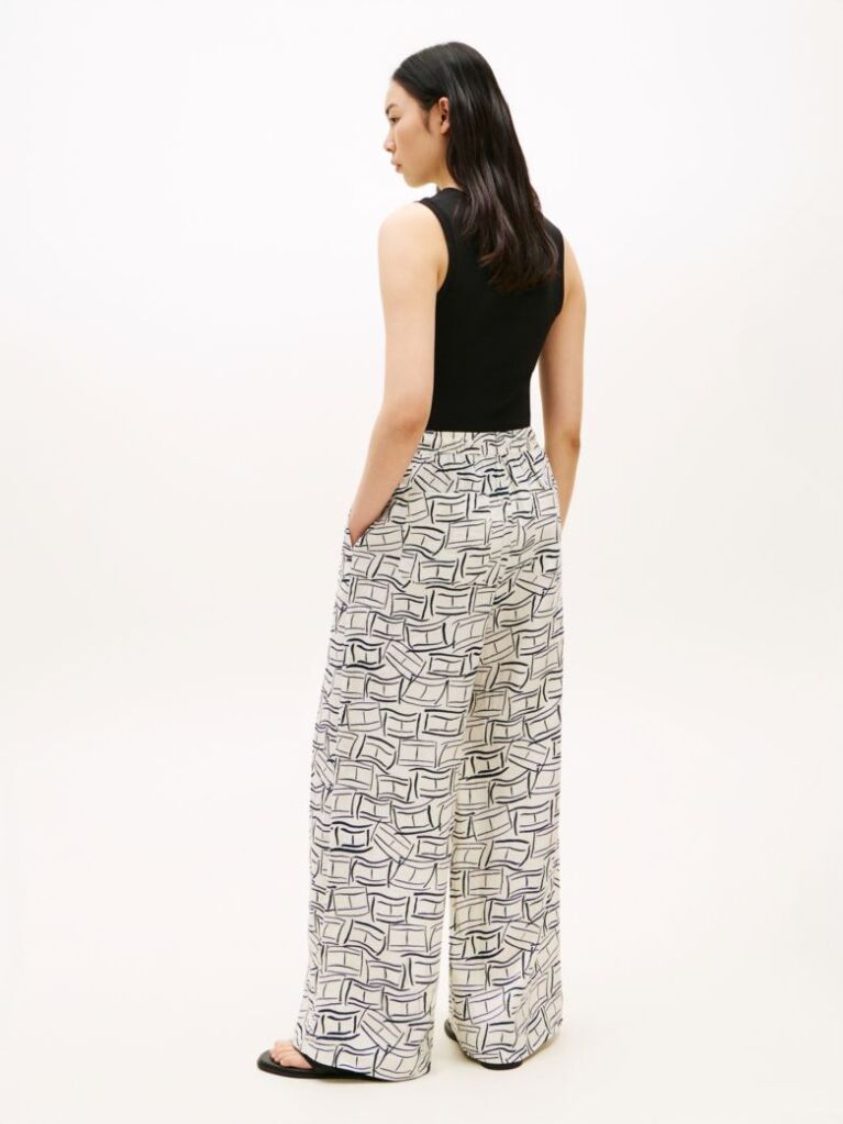 Multi Relaxed Wide Leg Pure Linen Trousers  Women