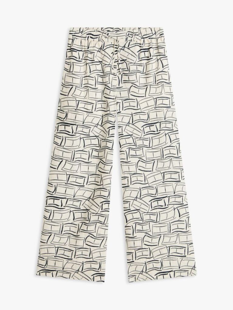 Multi Relaxed Wide Leg Pure Linen Trousers  Women
