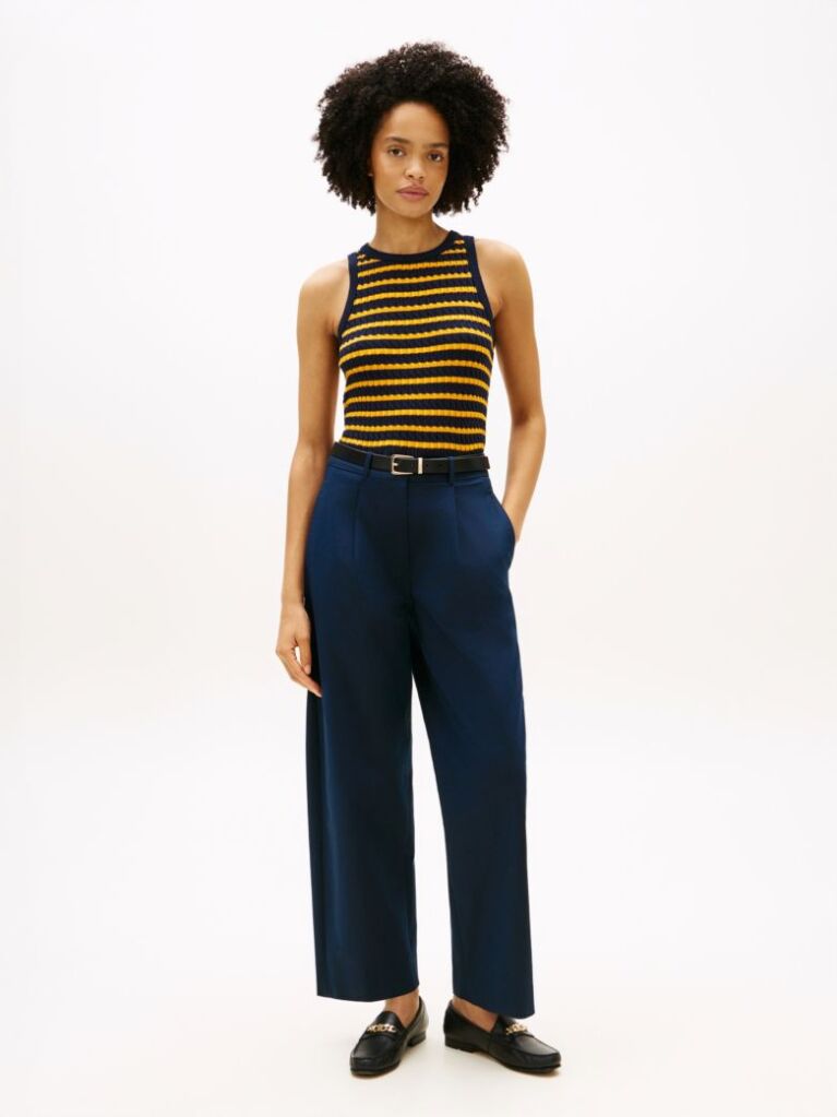 Blue Barrel Leg Mid Rise Chinos  Women