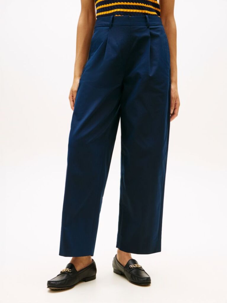 Blue Barrel Leg Mid Rise Chinos  Women