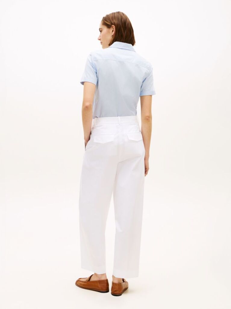 White Barrel Leg Mid Rise Chinos  Women