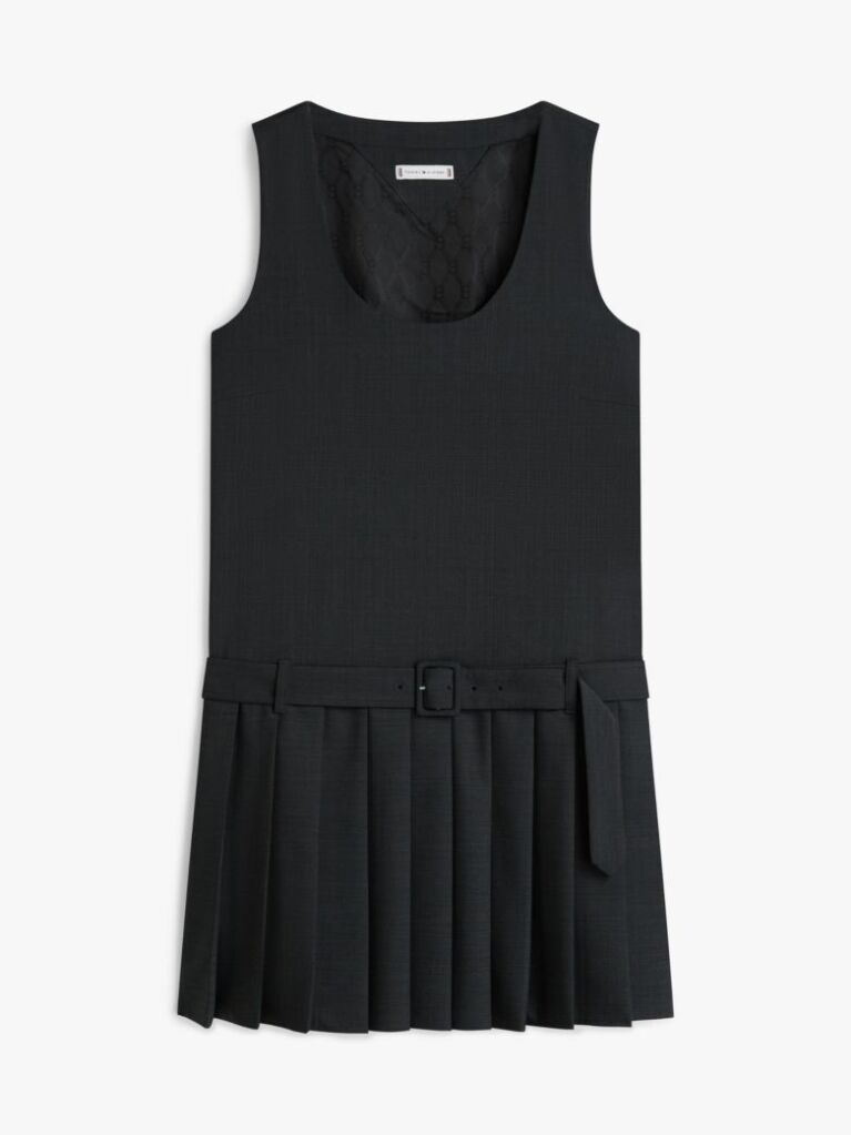 Grey Check Wool Blend Mini Shift Dress  Women