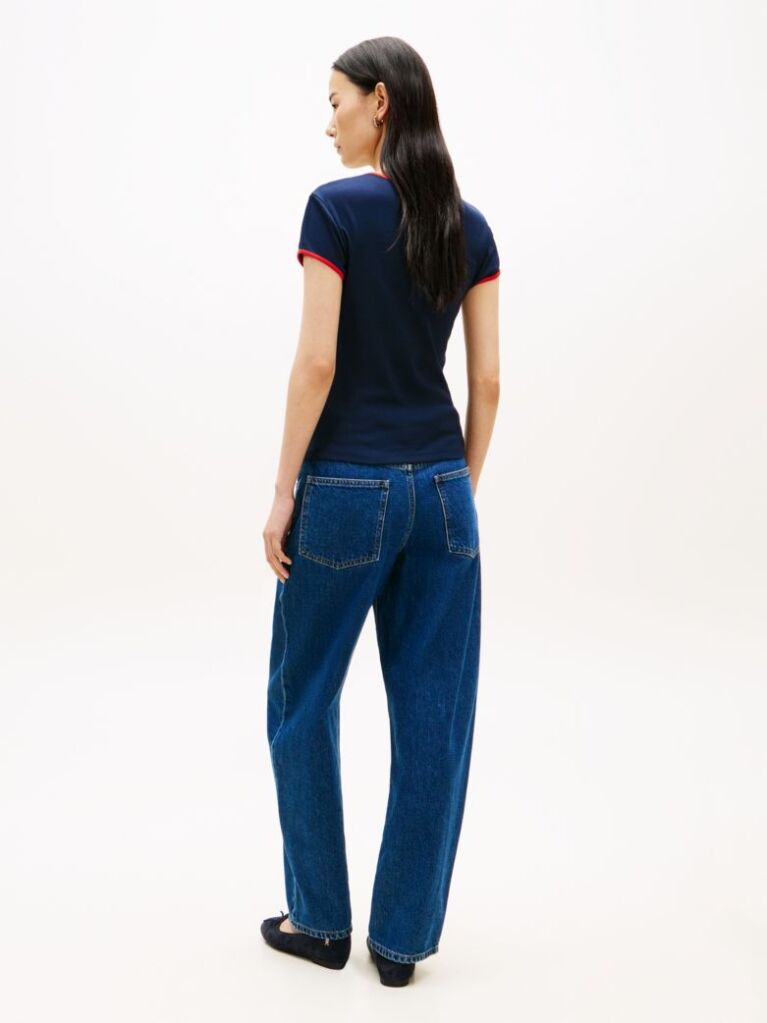 Blue Logo Graphic Slim Ringer T-Shirt  Women