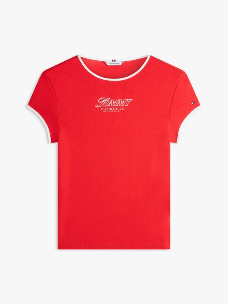 Κόκκινο Slim T-Shirt Με Λογότυπο  Γυναίκες