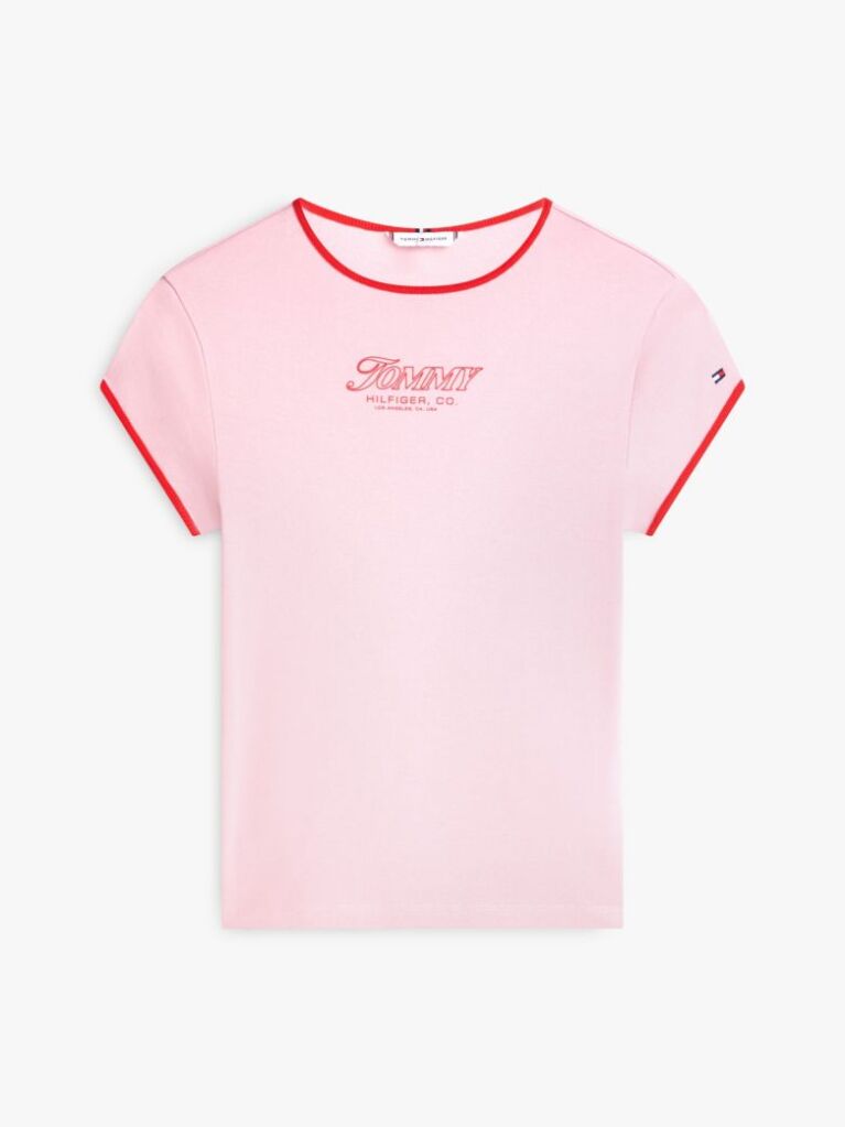 Ροζ Slim T-Shirt Με Λογότυπο  Γυναίκες