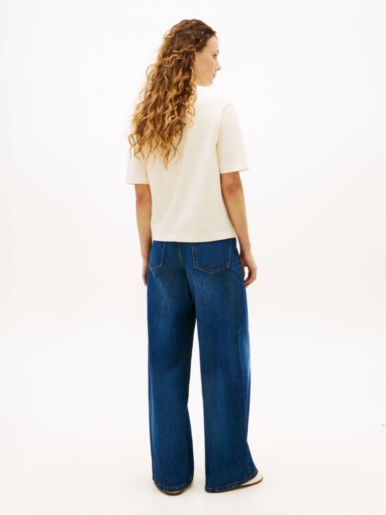 Beige Gold-Tone Button Pocket Relaxed T-Shirt  Women