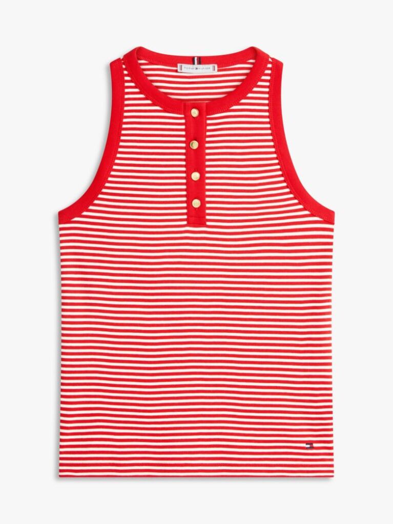 Multi Gold-Tone Button Sleeveless Henley Top  Women