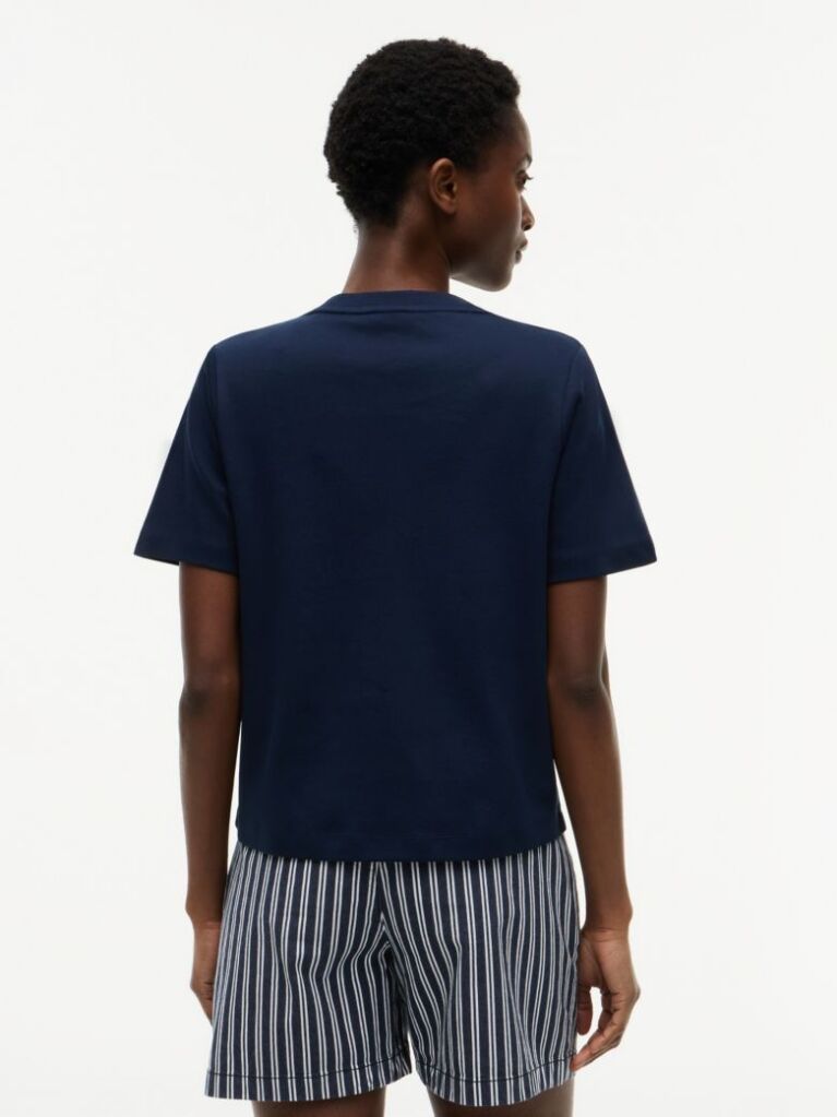 Μπλε Boxy T-Shirt Με Πλέξη Interlock  Γυναίκες