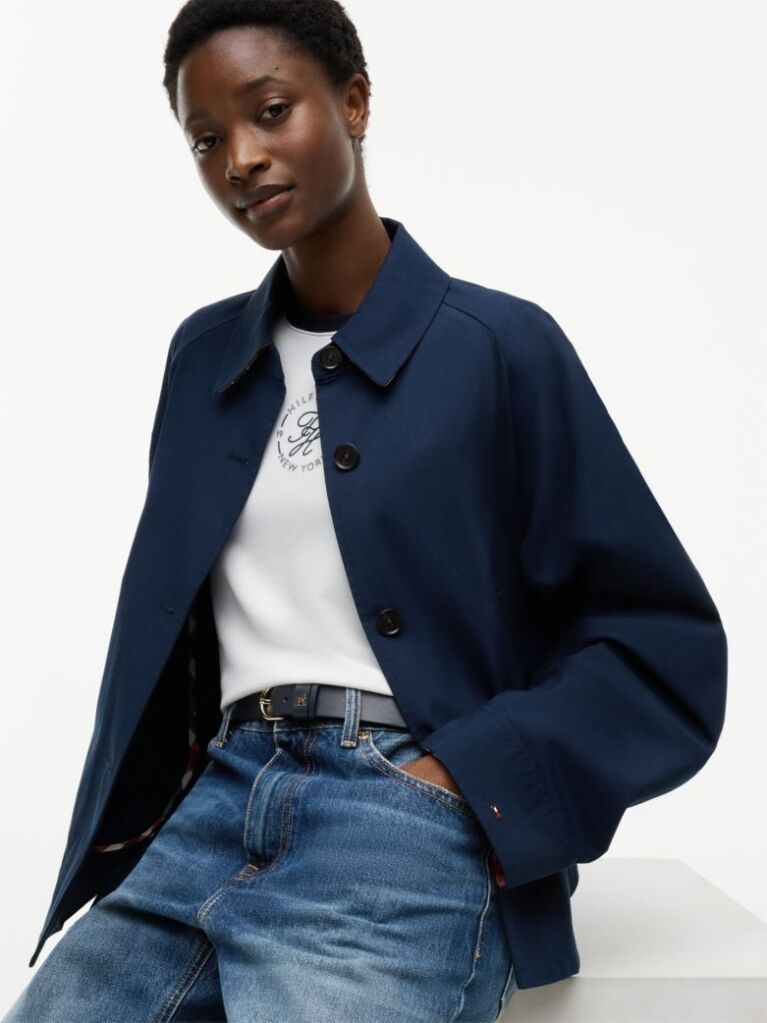 Blue Water Repellent Short Jacket  Women