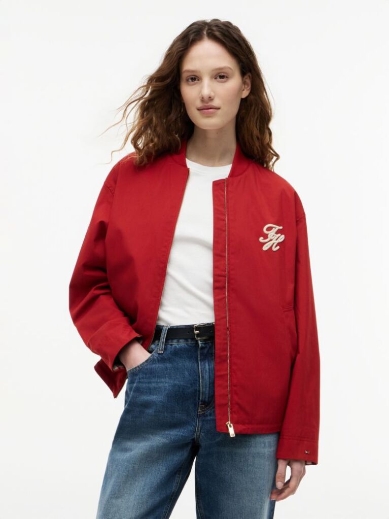 Blue Logo Appliqué Twill Bomber Jacket  Women