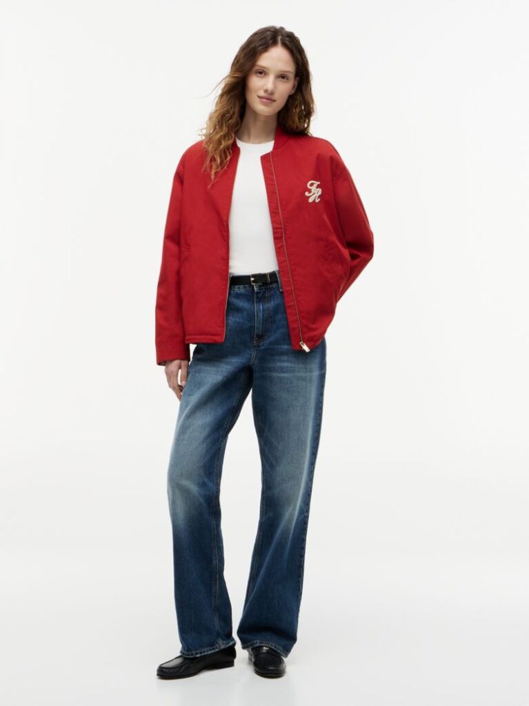 Blue Logo Appliqué Twill Bomber Jacket  Women