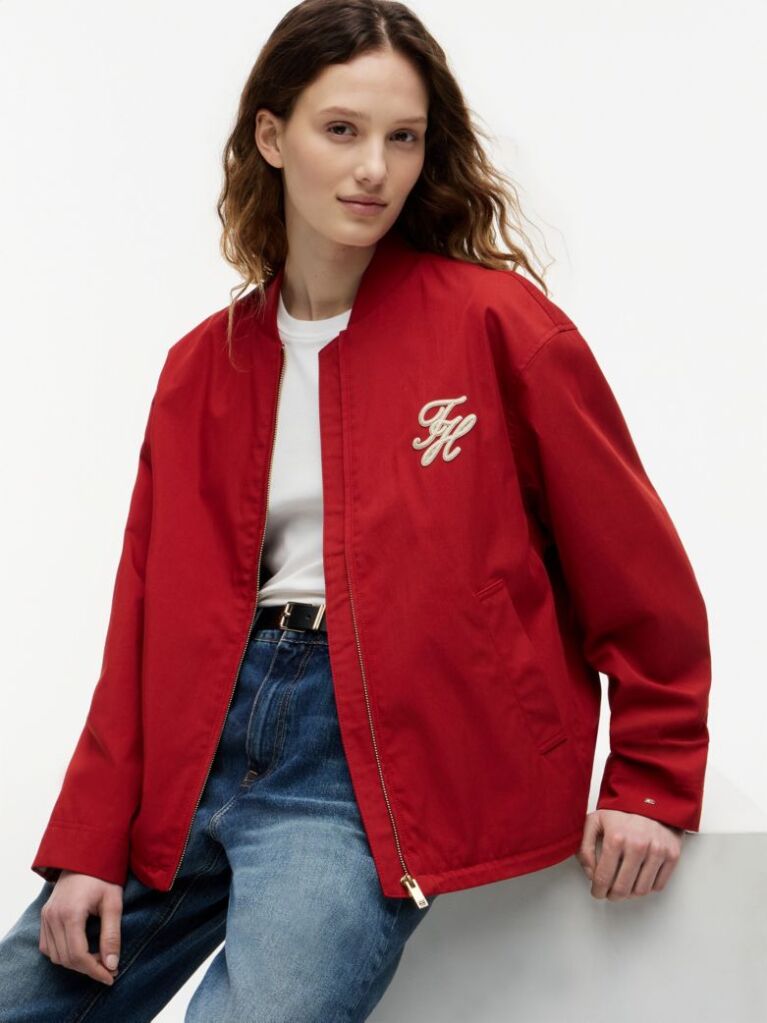 Blue Logo Appliqué Twill Bomber Jacket  Women
