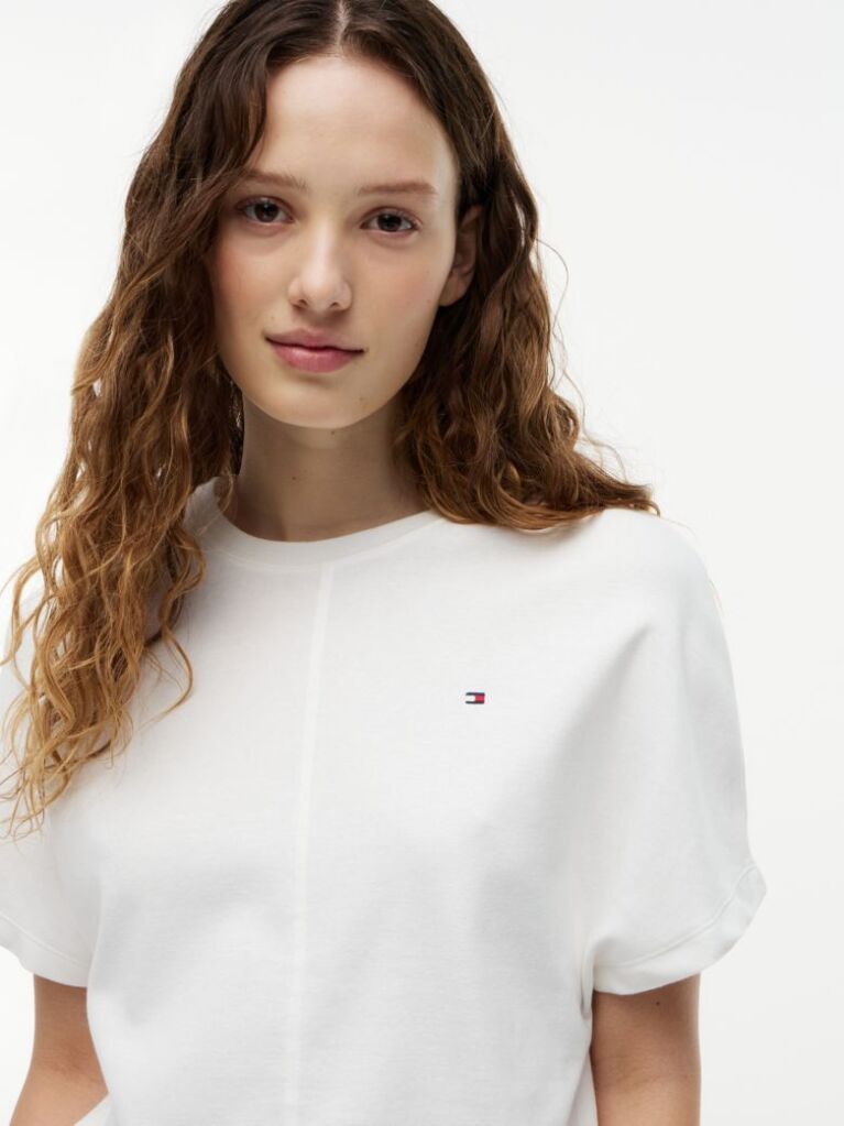 White Batwing Sleeve Crew Neck T-Shirt  Women