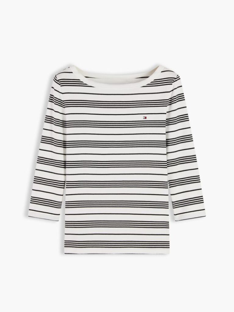 Multi Slim Boat Neck Three-Quarter Sleeve T-Shirt  Women