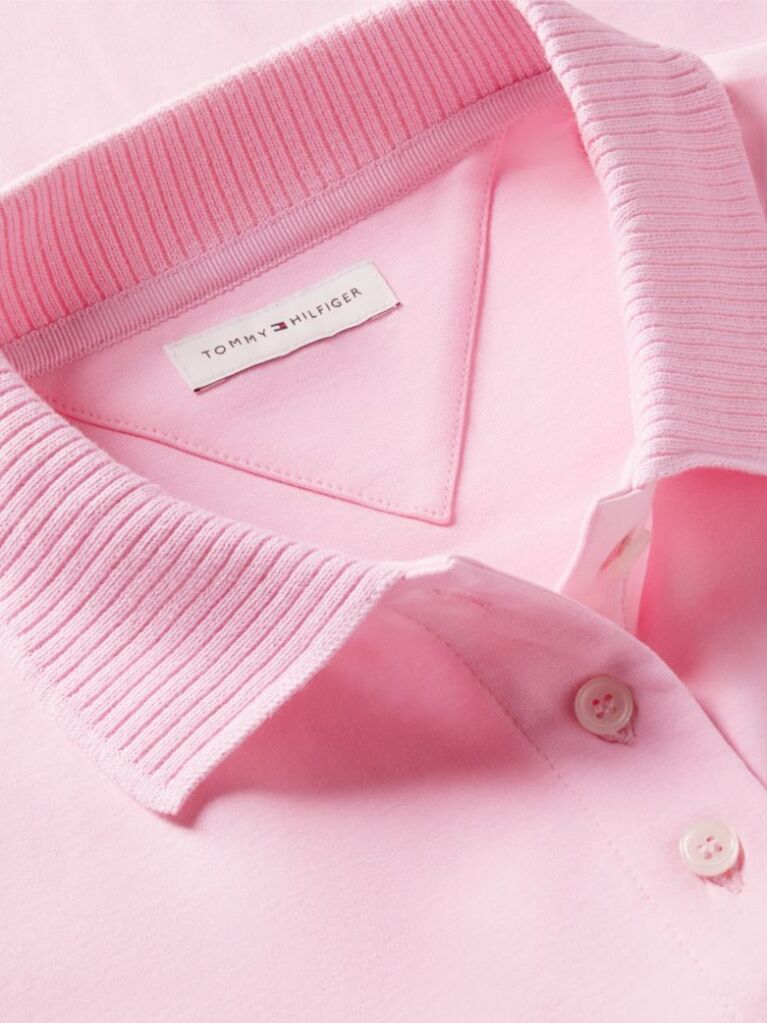 Pink Relaxed Fit Interlock Knit Polo Shirt  Women
