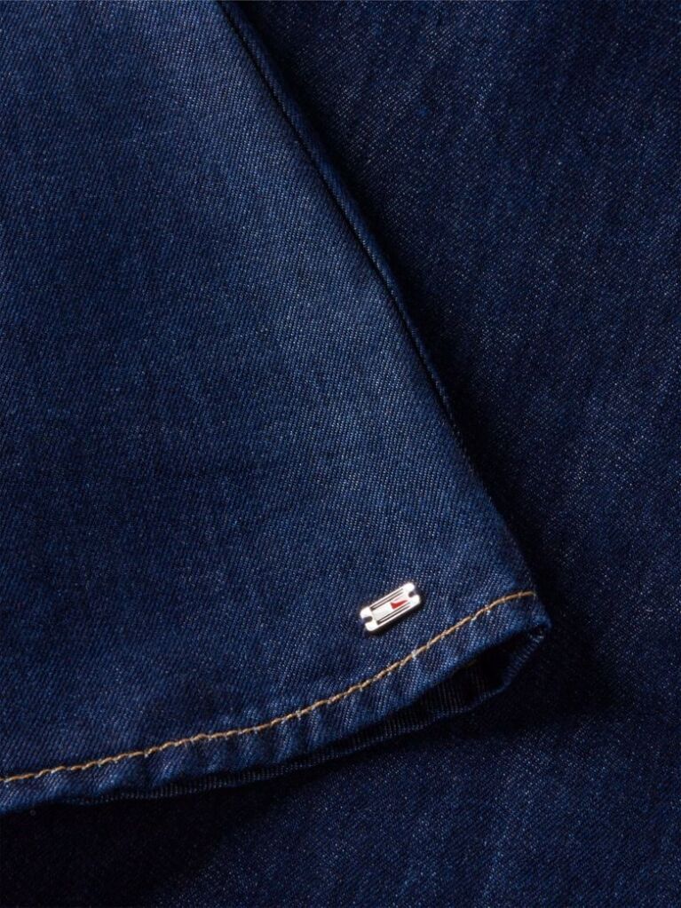 Μπλε Πουκάμισο Denim Με Μανίκι Cap Σε Κανονική Γραμμή  Γυναίκες