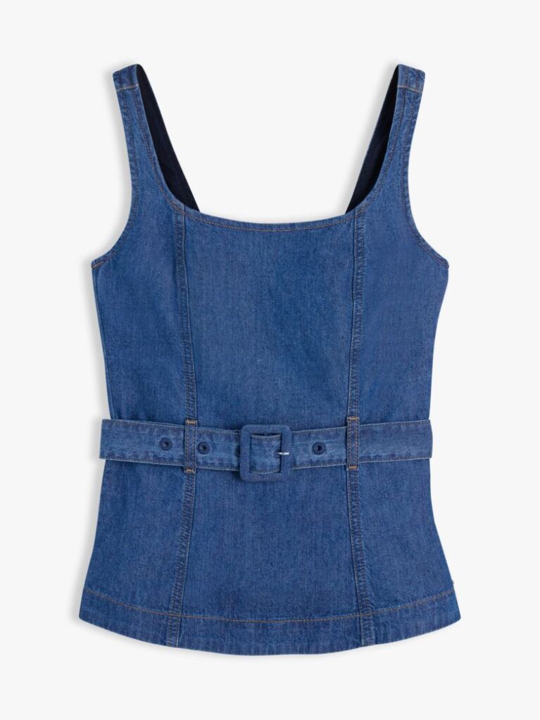 Μπλε Denim Τοπ Αμάνικο Με Ζώνη  Γυναίκες