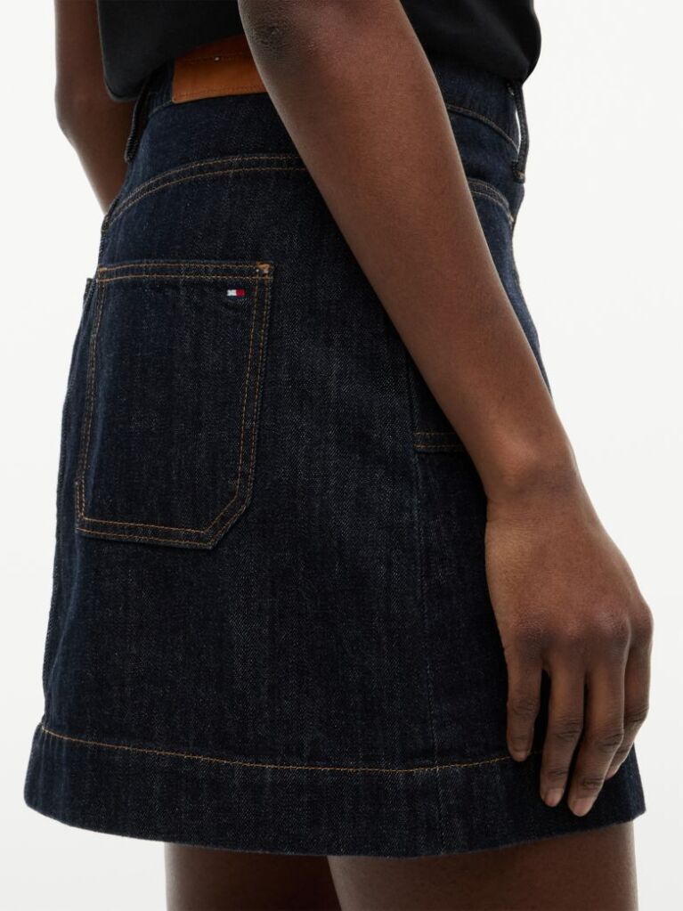 Blue Gold-Tone Button Denim Mini Skirt  Women