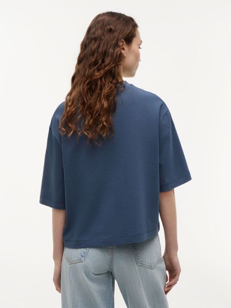 Μπλε T-Shirt Σε Άνετη Γραμμή Με Washed Εφέ  Γυναίκες