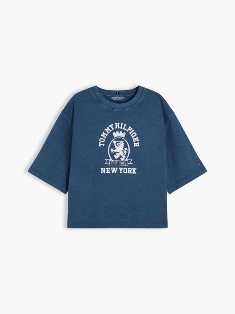Μπλε T-Shirt Σε Άνετη Γραμμή Με Washed Εφέ  Γυναίκες