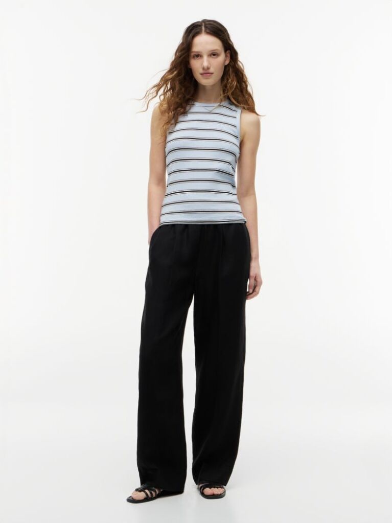 Multi Stripe Slim Crew Neck Tank Top  Women