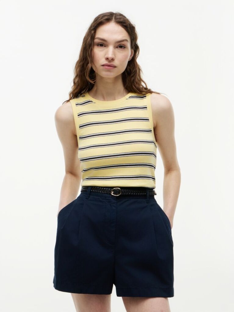 Multi Stripe Slim Crew Neck Tank Top  Women