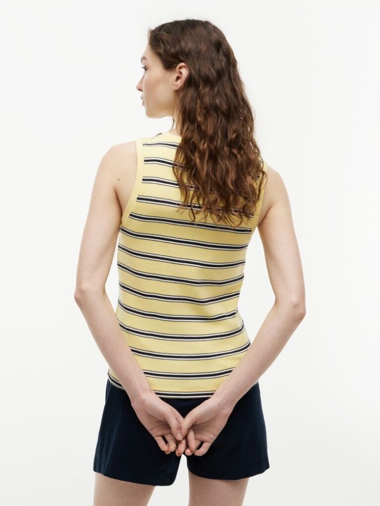 Multi Stripe Slim Crew Neck Tank Top  Women