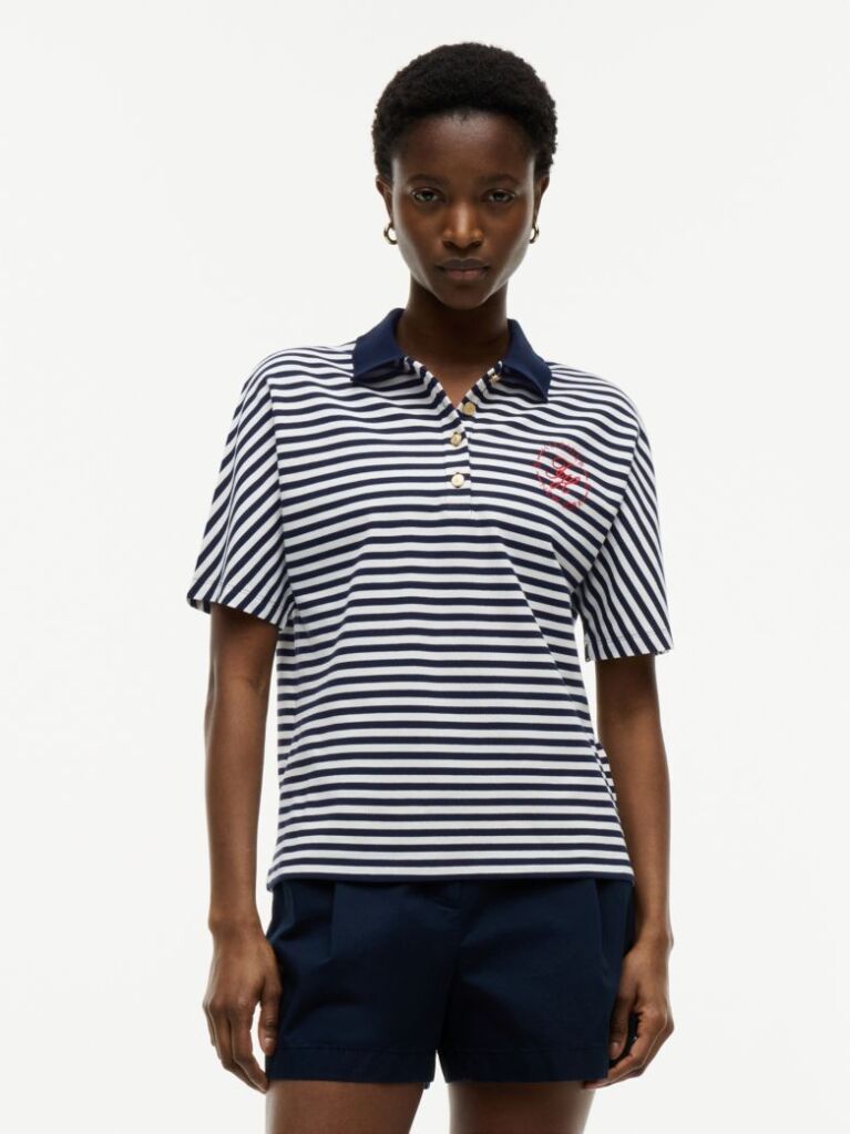 Multi Regular Fit Gold-Tone Button Polo Shirt  Women