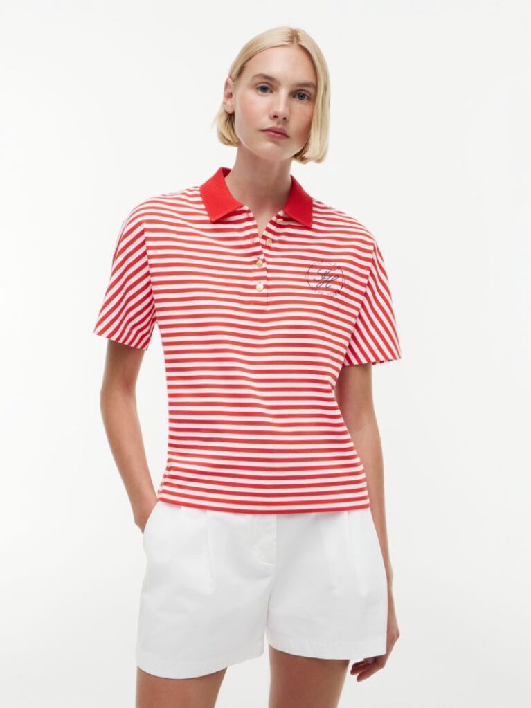 Multi Regular Fit Gold-Tone Button Polo Shirt  Women