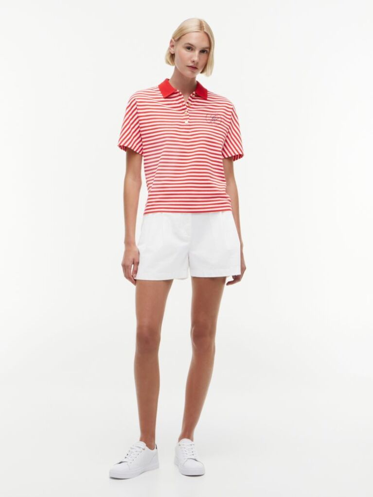 Multi Regular Fit Gold-Tone Button Polo Shirt  Women