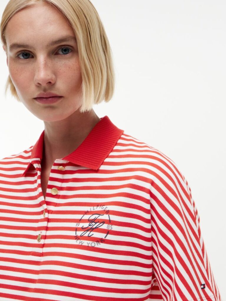 Multi Regular Fit Gold-Tone Button Polo Shirt  Women
