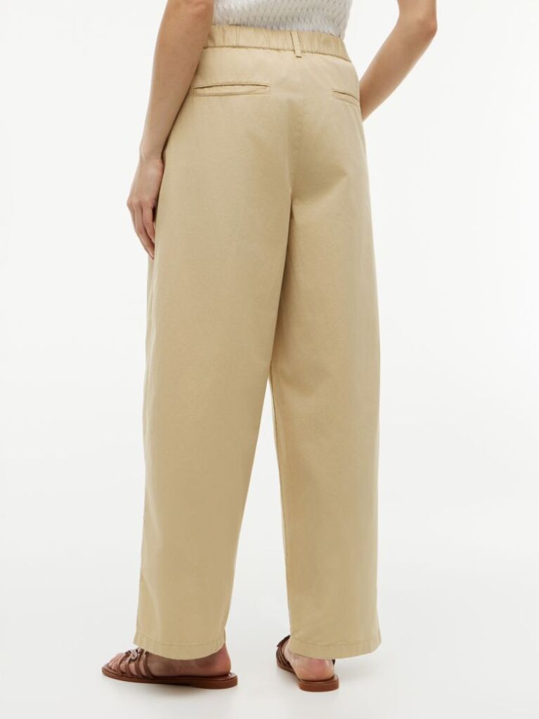 Beige Washed Barrel Leg Chinos  Women