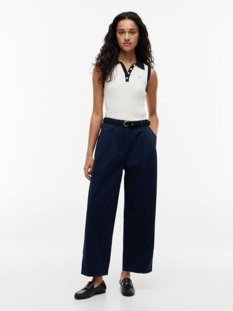 Μπλε Παντελόνι Chinos Σε Barrel Γραμμή Με Washed Εφέ  Γυναίκες