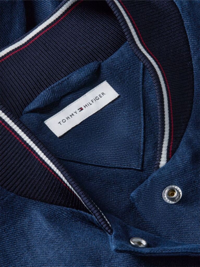 Blue Pure Linen Twill Bomber Jacket  Women
