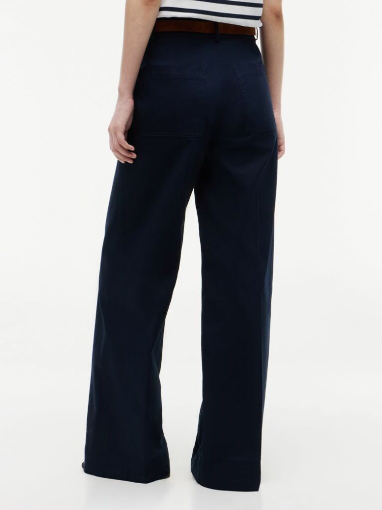 Blue Logo Embroidery Wide Leg Chinos  Women