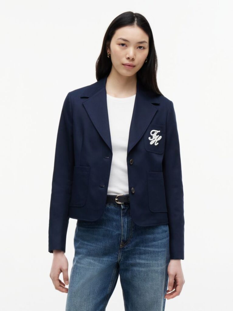 Blue Regular Fit Logo Appliqué Blazer  Women