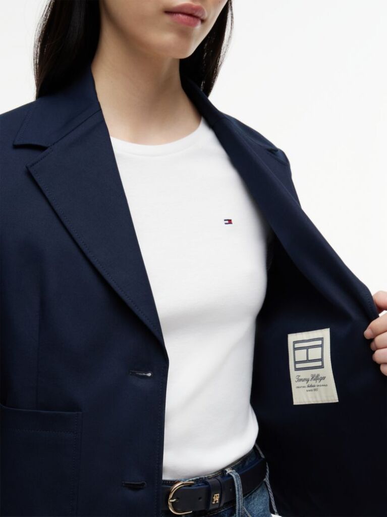 Blue Regular Fit Logo Appliqué Blazer  Women