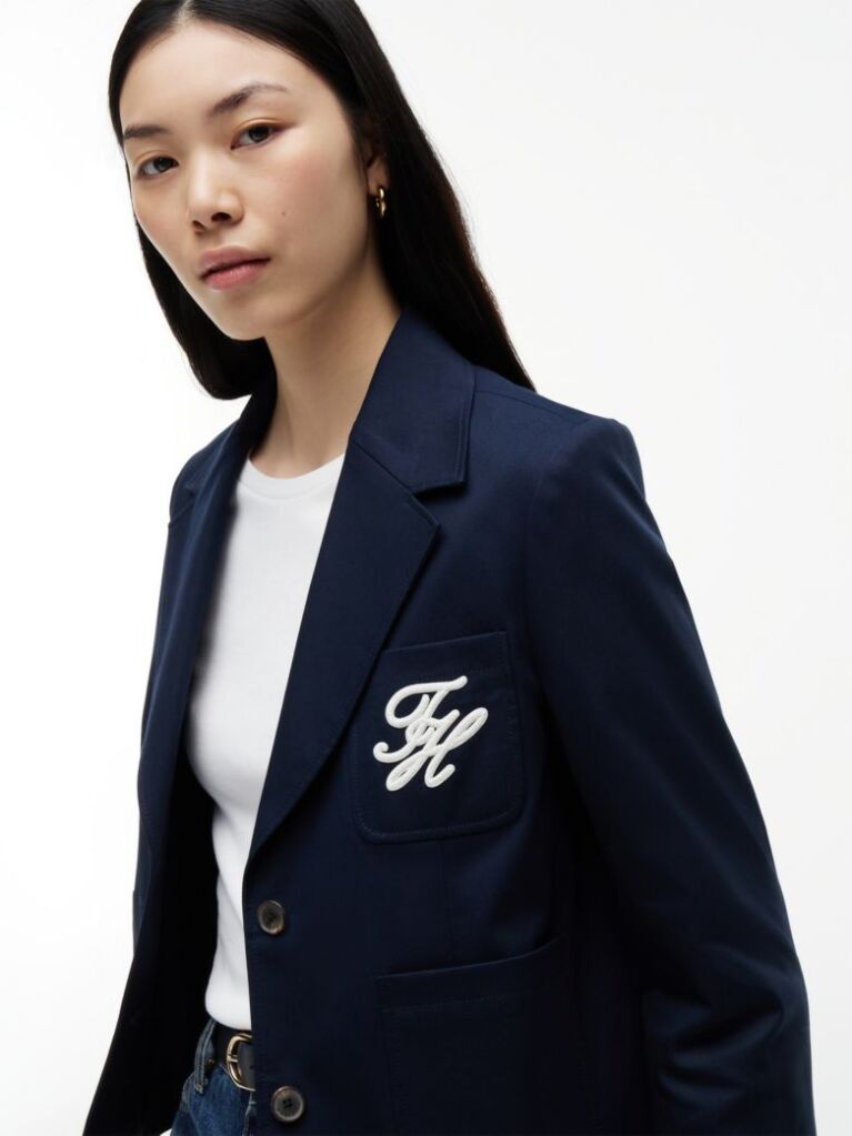 Blue Regular Fit Logo Appliqué Blazer  Women